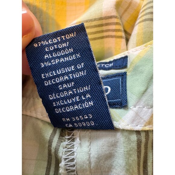 Izod Stretch Plaid Golf Walking Shorts Size 12 Pockets 10" Inseam Green Yellow E - Picture 4 of 6